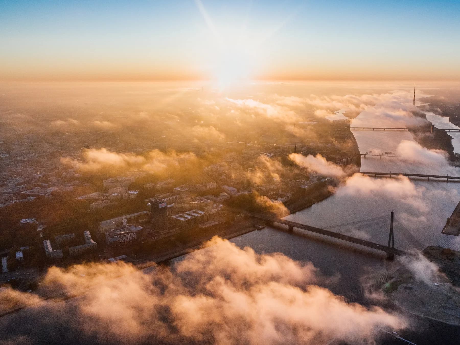 Aerial view over Riga, Latvia