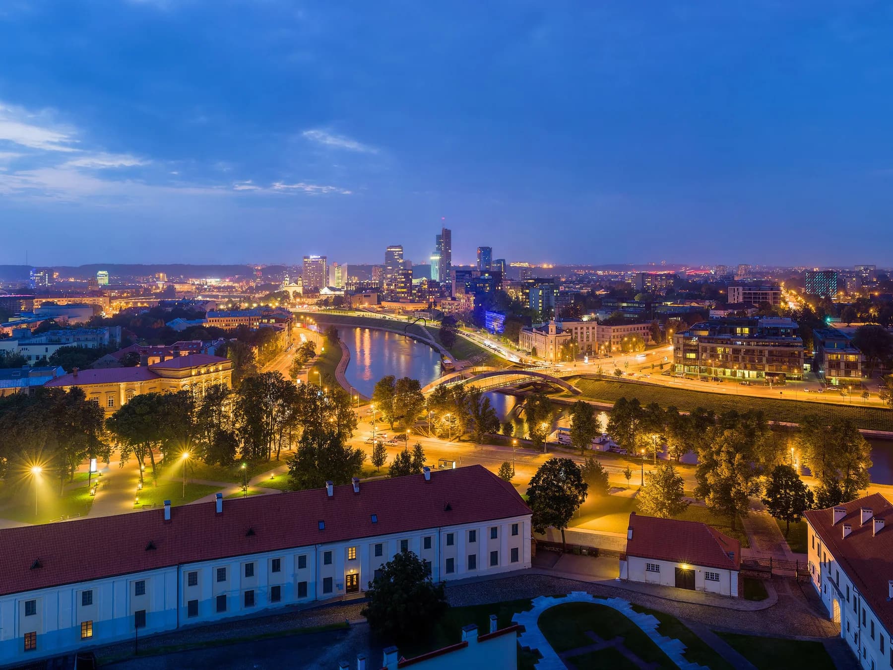 Vilnius skyline at dusk, Lithuania